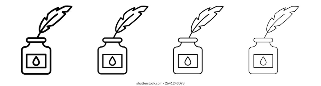 Ink and quill icon Outline sign symbol set