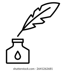 Ink and quill icon simple flat icon vector symbol