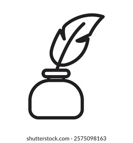 Ink and quill icon Simple thin outline