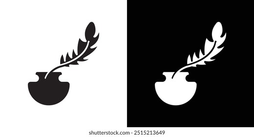 Icono de tinta y pluma Ilustración plana de línea delgada