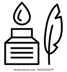 Ink and quill icon Thin line vector design