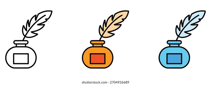 Vector de icono de tinta y pluma. Símbolo de autoría y comunicación. Ilustración vectorial.
