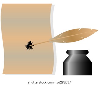 Ink Quill and Paper
