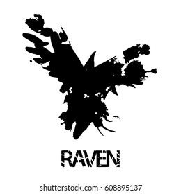 Ink raven and text.