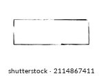 Ink rectangle stamp. Grunge empty black frame. Square border. Rubber stamp imprint. Vector illustration isolated on white background.