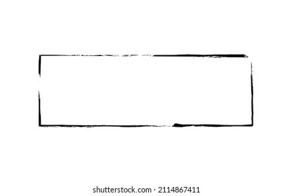 Ink rectangle stamp. Grunge empty black frame. Square border. Rubber stamp imprint. Vector illustration isolated on white background.