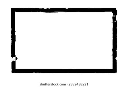 Ink rectangle stamp. Grunge empty black frame. Square border. Rubber stamp imprint. Vector illustration isolated on white background