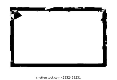 Ink rectangle stamp. Grunge empty black frame. Square border. Rubber stamp imprint. Vector illustration isolated on white background