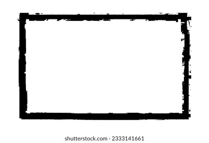Ink rectangle stamp. Grunge empty black frame. Square border. Rubber stamp imprint. Vector illustration isolated on white background