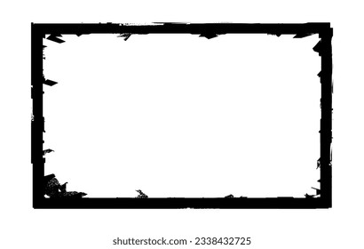Ink rectangle stamp. Grunge empty black frame. Square border. Rubber stamp imprint. Vector illustration isolated on white background