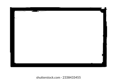 Ink rectangle stamp. Grunge empty black frame. Square border. Rubber stamp imprint. Vector illustration isolated on white background