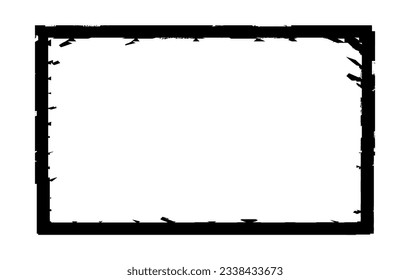 Ink rectangle stamp. Grunge empty black frame. Square border. Rubber stamp imprint. Vector illustration isolated on white background