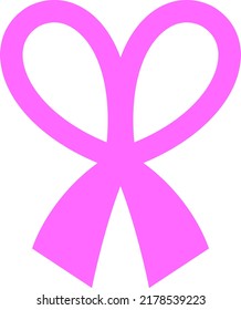 ink ribbon heart shape style. Breast cancer awareness month. Fight symbol vector illustration.