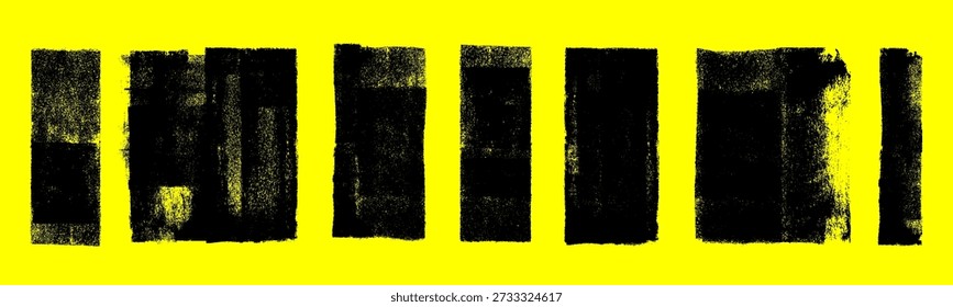 Ink roller textures set, grunge stamp texture, dust overlay dirty backgrounds with rough edges, letterpress grain texture design - vector
