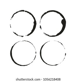 Ink round frame. Black trace background