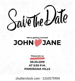 Ink Save The Date lettering wedding phrase invitation template