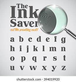 Ink saver character set - less ink while printing, vector