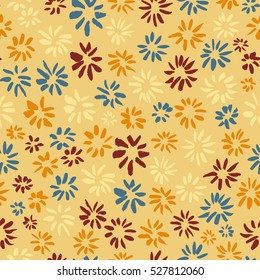 Ink seamless pattern with  abstract flowers in sketchy style. Artistic background with abstract plants. Design element for textile or wrapping paper 