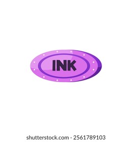 INK signboard flat icon. Billboard for tattoo salon. Ink art studio light banner. Purple lamp sign, bright emblem. Vector illustration of interior decoration isolated on white background