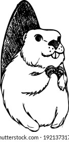 
ink sketch cute little beaver