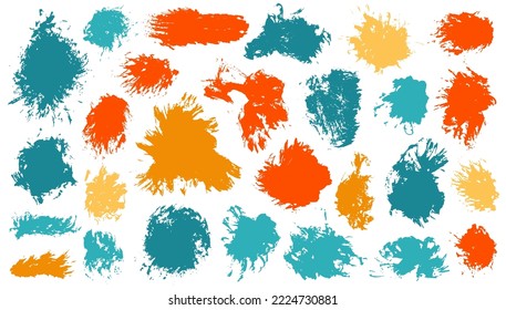 Esbozo de tinta daub mega paquete. Formas vintage de manchas dibulidas a mano. Lote de silueta de la etiqueta de venta de manchas de sangre. El diseño de salpicaduras de pintura de Daub.
