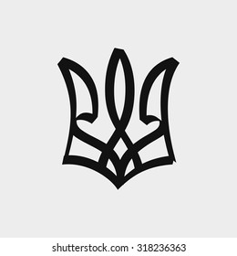 Ink sketch emblem of Ukraine. Isolated on light gray background. Vector illustration.
