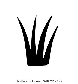 Ink sketch of grass silhouette isolated on white background. Design element, vector illustration
