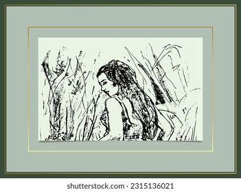 ink sketch hand paint illustration, vector editable ready eps.10