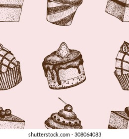 Ink Sketch Pattern With Cakes Version