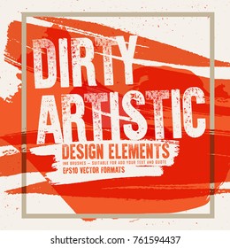 Ink smudge abstract shape stains design background elements. Acrylic Brush stroke texture.