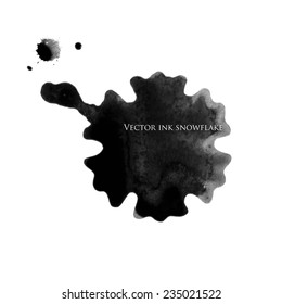Ink snowflake background isolated on white