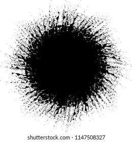 Ink Splash Background . Black Paint Splattered Shape . Grunge texture vector