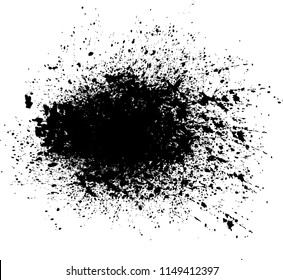 Ink Splash Background . Black Paint Splattered Shape . Grunge texture vector
