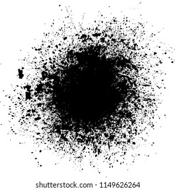 Ink Splash Background . Black Paint Splattered Shape . Grunge texture vector