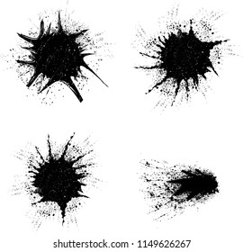 Ink Splash Background . Black Paint Splattered Shape . Grunge texture vector