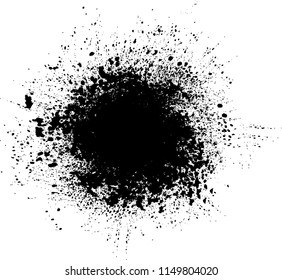 Ink Splash Background . Black Paint Splattered Shape . Grunge texture vector