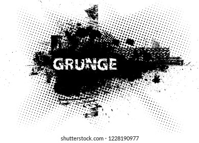 Ink Splash Background . Black Paint Splattered Shape . Grunge Background Texture . Vector 