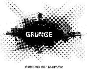 Ink Splash Background . Black Paint Splattered Shape . Grunge Background Texture . Vector 