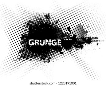 Ink Splash Background . Black Paint Splattered Shape . Grunge Background Texture . Vector 