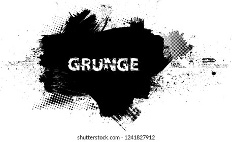 Ink Splash Background . Black Paint Splattered Shape . Grunge texture vector. Distress banner