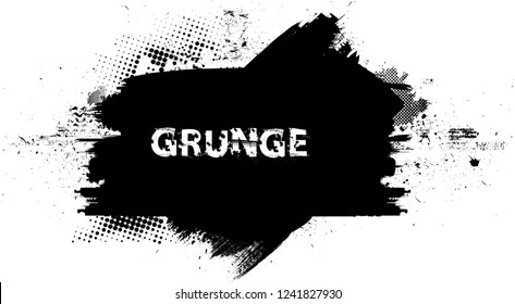 Ink Splash Background . Black Paint Splattered Shape . Grunge texture vector. Distress banner