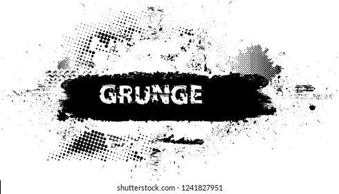 Ink Splash Background . Black Paint Splattered Shape . Grunge texture vector. Distress banner