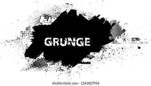 Ink Splash Background . Black Paint Splattered Shape . Grunge texture vector. Distress banner