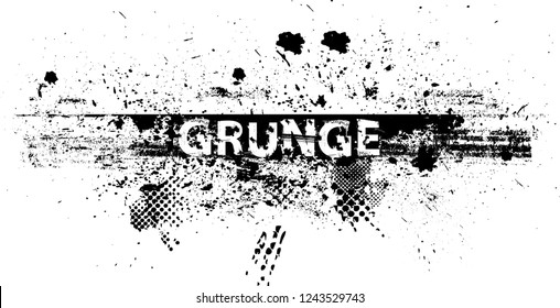 Ink Splash Background . Black Paint Splattered Shape . Grunge texture vector. Distress banner