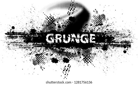 Ink Splash Background . Black Paint Splattered Shape . Grunge texture vector. Distress banner