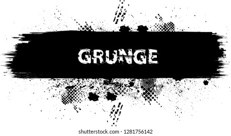 Ink Splash Background . Black Paint Splattered Shape . Grunge texture vector. Distress banner