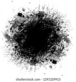 Ink Splash Background . Black Paint Splattered Shape . Grunge texture vector