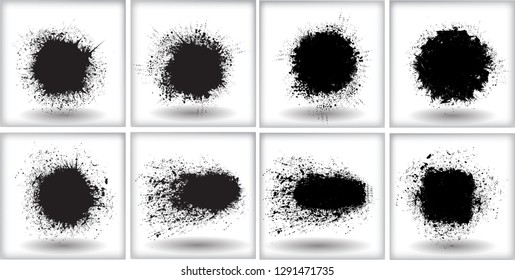 Ink Splash Background . Black Paint Splattered Shape . Grunge texture 