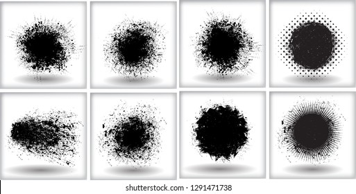 Ink Splash Background . Black Paint Splattered Shape . Grunge texture 