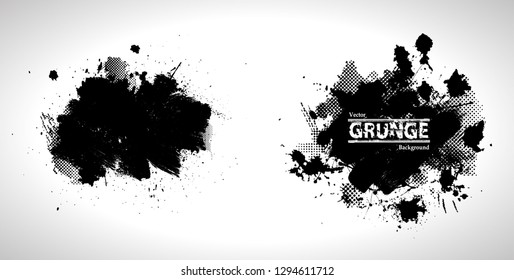 Ink Splash Background . Black Paint Splattered Shape . Grunge texture vector. Distress banner